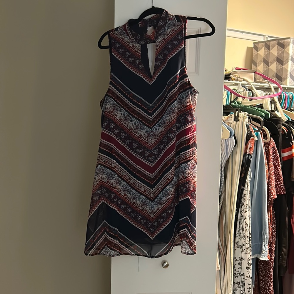 Maroon navy and purple dress